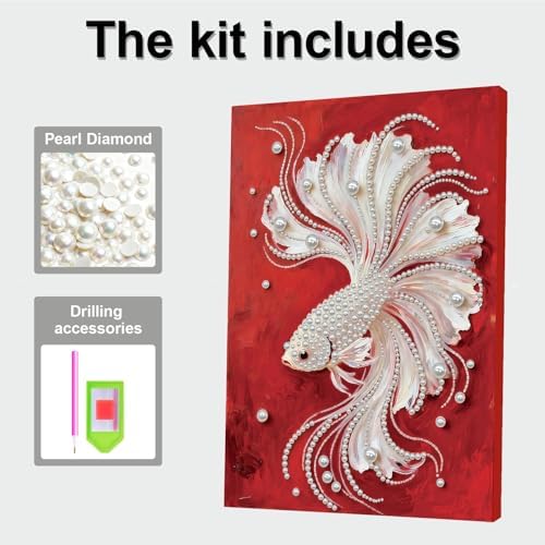 DIY Pearl Painting with Frame, Creative Design, Handmade Stress-Relieving Home Wall Decoration, Includes Frame and Tools-Goldfish - Image 7
