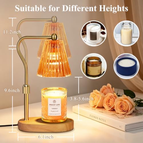 seenlast Red Candle Warmer Lamp with Timer Dimmer Adjustable Height,Mothers Day Gifts,Electric Wax Warmer Vintage Home Decor for Scented Jar Candles,Birthday Gifts for Women - Image 4