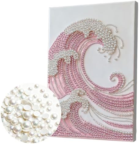 LQCrafK DIY Pearl Art Painting Handcraft Kit for Adults Beginners, Creative Design, Healing Stress-Relieving Home Wall Decoration, with Framed Painting and Tools-Pink Waves by LQCrafK