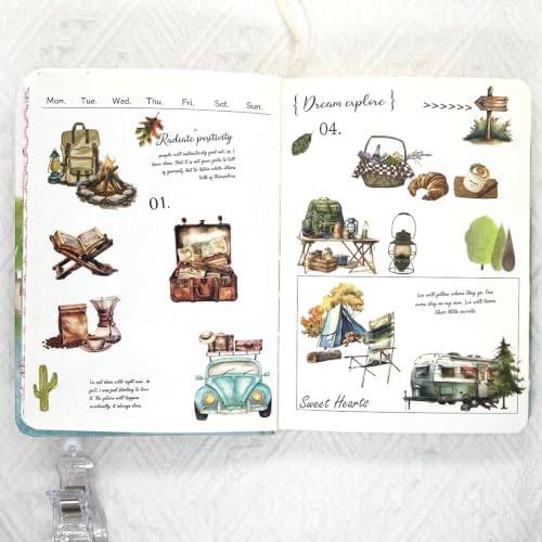 Vintage Outdoor Camping Travel Washi Stickers Bulk 8 Sheets Small,Adults - Image 2