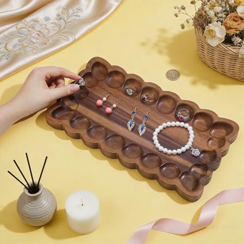 Wood Decorative Tray with Scalloped Edge Wood Serving Trays - Image 3