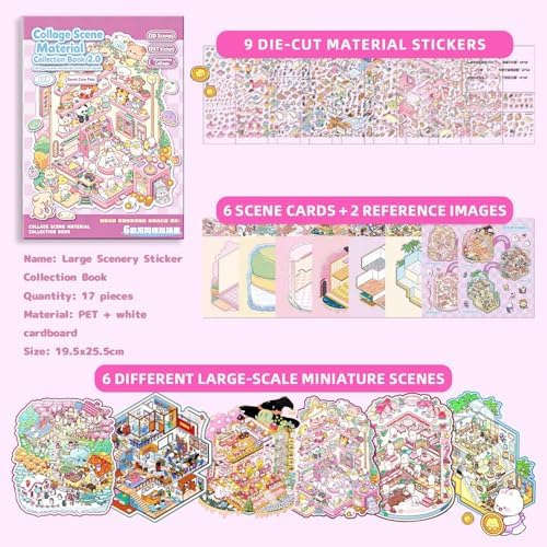 3D Sticker Scene Therapy Book – DIY Miniature Craft Kit with Repositionable 3D Stickers, Stress Relief Gift for Teens & Adults - Image 3