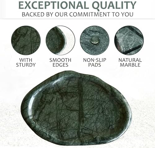 Natural Marble Trinket Tray – 9"x6" Cloud Shaped Decorative Dish for Jewelry, Keys, Perfume, Cosmetics, Vanity, Bathroom, Candle, Kitchen & Countertop | Stone Catchall or Gift (Indian Green) - Image 3