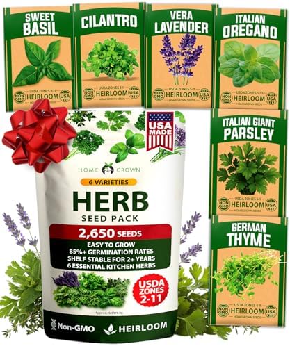 HOME GROWN 6 Herb Variety Pack 2650+ Seeds Extra Large Culinary Kit by HOMEGROWN