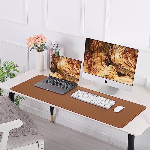 AFIING Cork Desk Mat 55" x 17", Dual-Sided Natural Cork & PU Leather Desk Pad, Non-Slip Waterproof Large Mouse Pad for Office, Home & Gaming (Brown) - Image 6