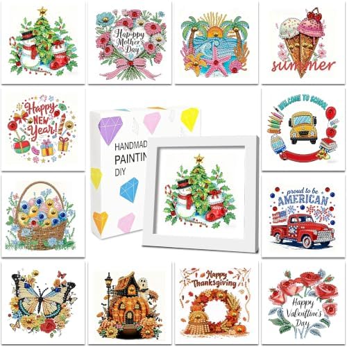 DOZEEZOP 12-Pack Small Diamond Art Kit for Adults Teens 7"x7" by DOZEEZOP