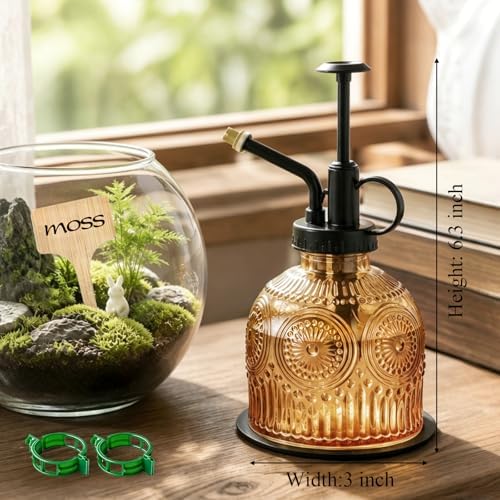 Glass Plant Mister Spray Bottle Vintage Refill Leak Proof Watering Can 8oz - Image 3