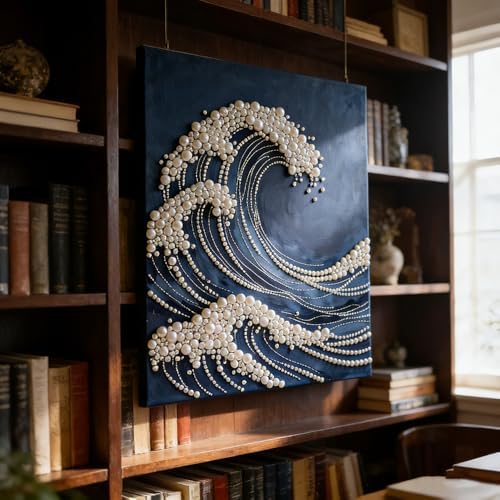 Mrchfr Wave Pearl Painting Kit for Adults & Beginners, DIY Ocean Theme DIY All-Pearl Dot Painting, Stress Relief Art Craft Supplies for Gift Home Wall Decor, No Frame (Style B with Frame) - Image 4