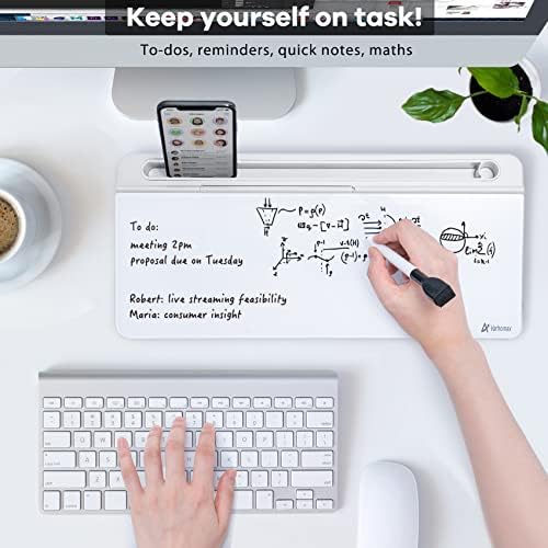 Varhomax Glass Desk Whiteboard with Storage, Desktop Organizer - Image 2