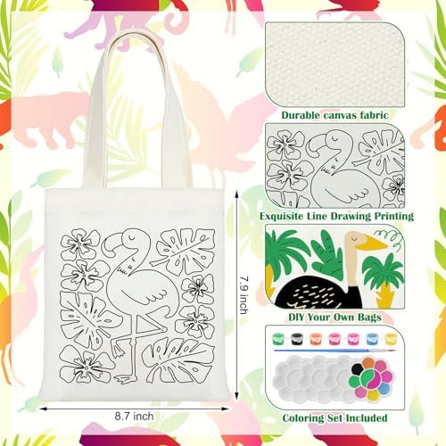 Aliceset 16 Pcs Color Your Own Bag Tote Bag Painting - Image 2