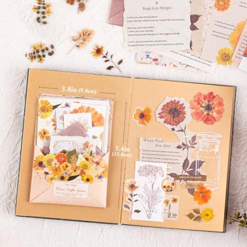 RISYPISY 100Pcs Floral Scrapbook Supplies Kit for Junk Journal - Image 2