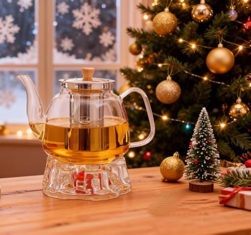 CNGLASS Glass Teapot with Infuser(37.5oz),Clear Tea Kettle with Removable Stainless Steel Strainer,Stovetop Safe Glass Teapot for Blooming and Loose Leaf Tea - Image 5