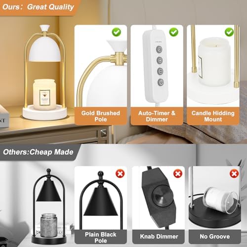 Hong-in White Candle Warmer Lamp with Timer-Unique Happy Birthday Gifts for Women and Men, Fun Gift Ideas for 30th, 40th, 50th and 60th Birthdays for Gold Home Decor - Image 6