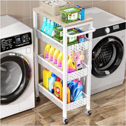 Vivihomety 4-Tier Laundry Utility Rolling Storage Cart with Wheels, Metal by EndlessStorage