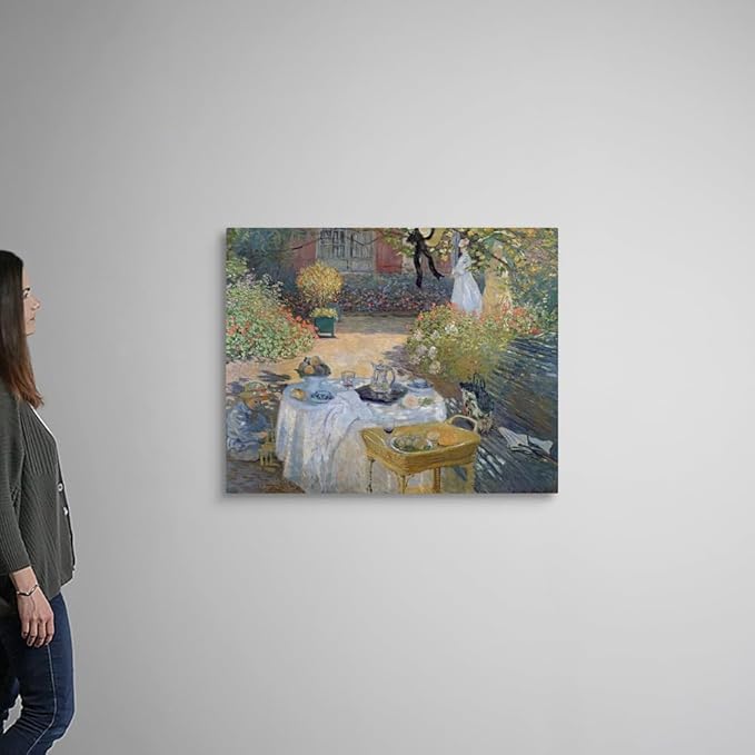 CANVAS ON DEMAND The Luncheon Monet's Garden At Argenteuil, C,1873 Canvas Wall Art Print by Claude Monet, Impressionism, Traditional, Home Decor, Woman Floral, Artwork,40" x32in
