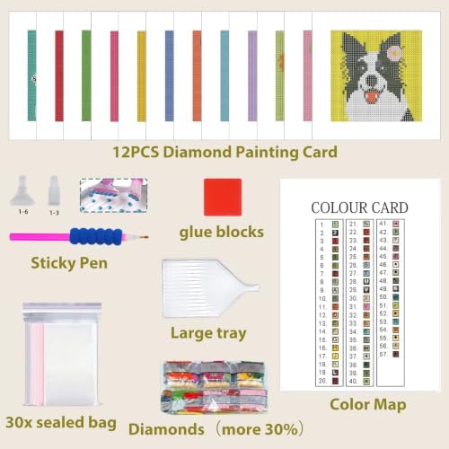 12 Pcs Small Diamond Art Kits Dogs Animals Diamond Art Kits for Adults - Image 4
