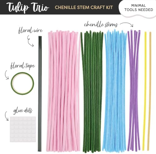 WeVeel Cozy Craftworks Four Pack Flowers Chenille Stem Craft Kit Bundle for Teens & Adults – Mindful DIY Flower Craft, Tactile Pipe Cleaner Art Kit with QR Video Tutorials - Image 5