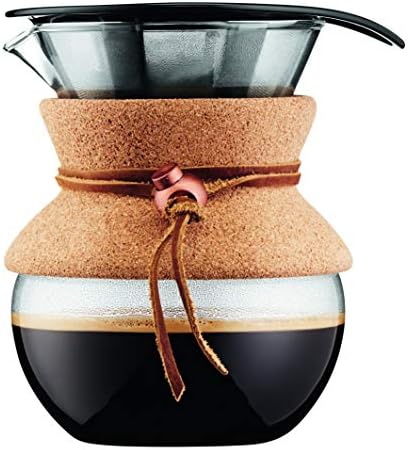Bodum 17oz Pour Over Coffee Maker, High-Heat Borosilicate Glass with Reusable Stainless Steel Filter and Cork Grip - Made in Portugal by Bodum