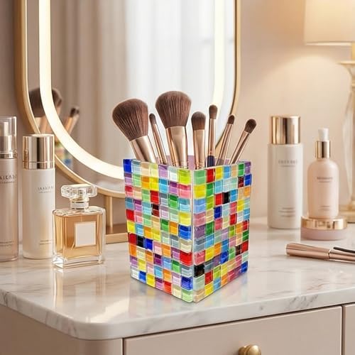 Mosaic Pen Holder Kit, DIY Acrylic Tile Craft Set Creates Desk Organizer, Mixed Color Crystal Pieces for Adults Beginners Home Decor - Image 7