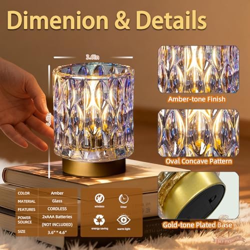 Battery Operated Table Lamp Timer, Small Cordless Lamps Decorative, 2 Pearl - Image 5