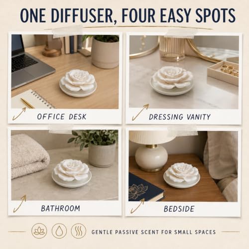 Passive Diffuser for Essential Oils, Ceramic Flower Decor(Peony) - Image 6