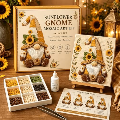 Gnome Mosaic Art Kit, DIY Craft Set for Adults, Cottagecore Desk Decor - Image 7