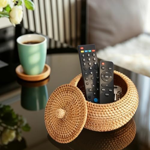Hipiwe Handwoven Rattan Basket Round Round Wicker Storage Box - Image 4