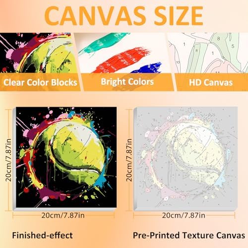 Tennis Paint by Numbers Kit for Kids, 8x8 inch - Image 2