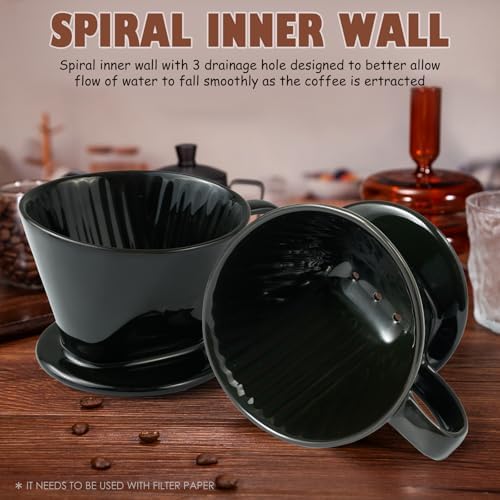 Pour Over Coffee Dripper, Ceramic Pour Over Coffee Maker, Black - Image 5