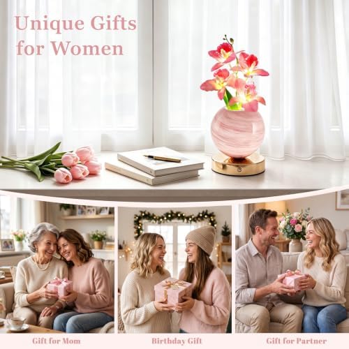 Pink Phalaenopsis Flower Lamp, Rechargeable Cordless LED Floral Table Lamp - Image 7