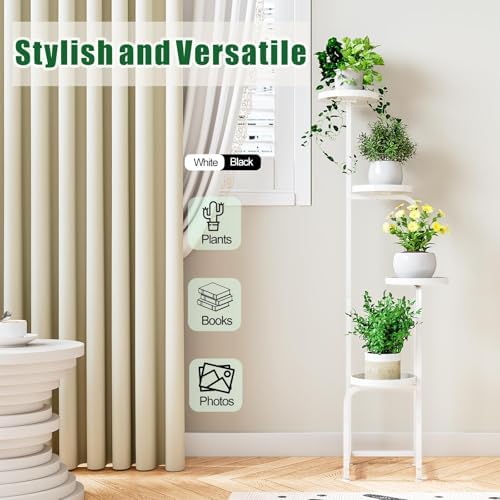 IINGIORDAR Plant Stand Indoor Outdoor Corner Tall Plant Shelf 4 Tier Metal - Image 3