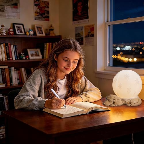 Cute Dog Table Lamp, Rechargeable Battery Powered Bedside Lamp, 3 Color Temperature Dimmable Cordless Lamp, USB C Charging Touch Lamp for Bedroom, Nightstand, Nursery - Image 5