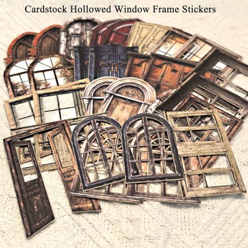 Vilikya 90Pcs Cottagecore Window Frame Stickers for Junk Journal Vintage Cutouts Scrapbook Stickers for Journaling Supplies, PET Stone Sticker & Wall Decoupage Paper for Collage Bujo DIY Craft Planner - Image 3