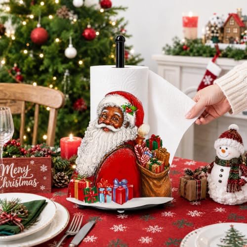 Black Santa Claus Paper Towel Holder, Farmhouse Christmas Kitchen Countertop Decor, Xmas Gift Paper Towel Holder for Table, Christmas Housewarming Birthday Gift for Women Mom - Image 6