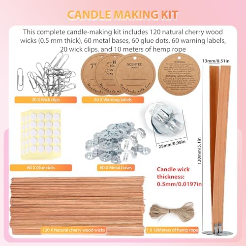 Cherry Wood Candle Wicks Set - Long Lasting Flame, 120 PCS - Image 2
