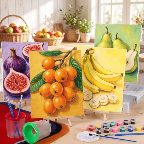 Sherr 140 Pcs 20 Set Pre Drawn Canvas Painting Kit, Fruit - Image 6