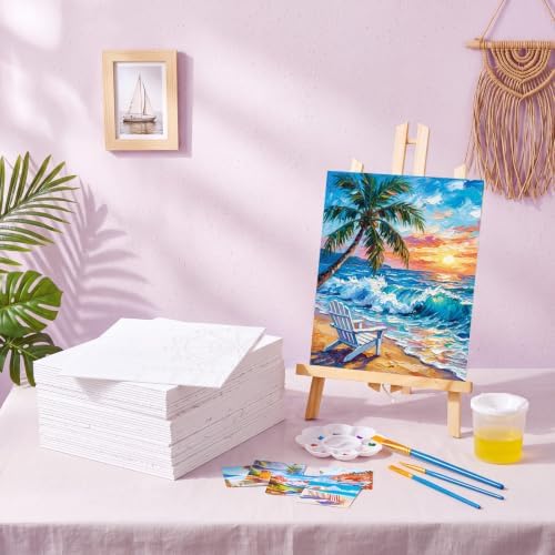 Sherr 36 Pcs Pre Drawn Canvas Painting Kits for Adults Cute Printed to Paint Set 8" x 10" Stretched Panels Natural Scenery Theme Painting for DIY Art Sunmmer Date Night Party Favor - Image 5