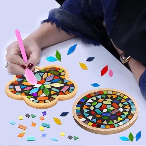 2Pcs DIY Glass Mosaic Tiles Kits Stained Glass Coaster Craft For Adults - Image 6