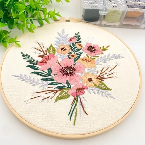 Silentsea Embroidery Kit, Floral and Nature Designs, with Hoops, Needlework Pattern Set (Flower) - Image 5