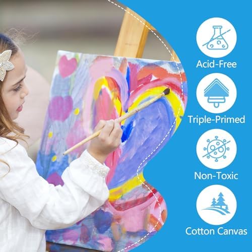 ESRICH Small Canvases for Painting, 6 Pack Canvas 5x7 Inch Stretched Canvas 2/5" Profile Primed Acid Free Painting Canvas for Kids for Oil Paint,Watercolor,Acrylic Paint,Gouache &Tempera. - Image 5