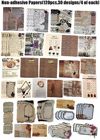 Esweny 260PCS Vintage Journaling Scrapbooking Supplies Scrapbook Sticker Paper Ephemera Pack for Junk Journal Planners Collage Craft Notebooks Album (Coffee and Bread) - Image 4