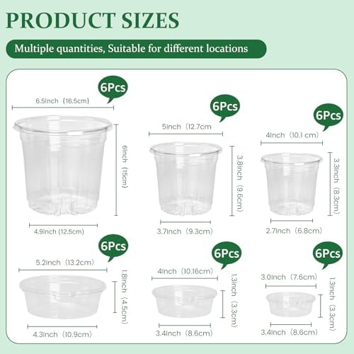 Bluepro Self Watering Pots for Indoor Plants, 4/5/6.5 Inch, 18-Pack - Image 2