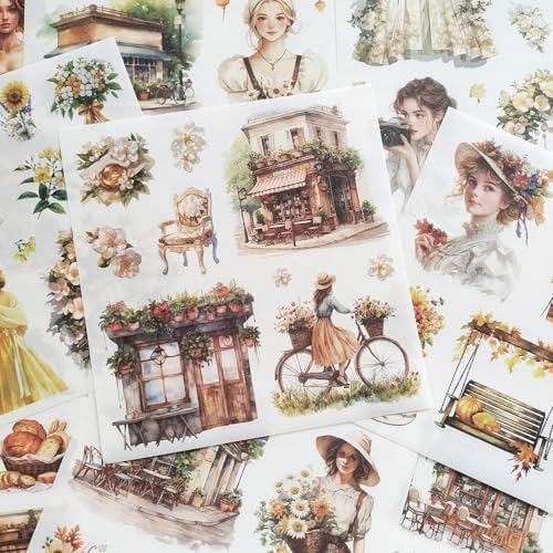 Washi Sticker for Scrapbooking,Retro Garden Sticker Book for Journaling - Image 4