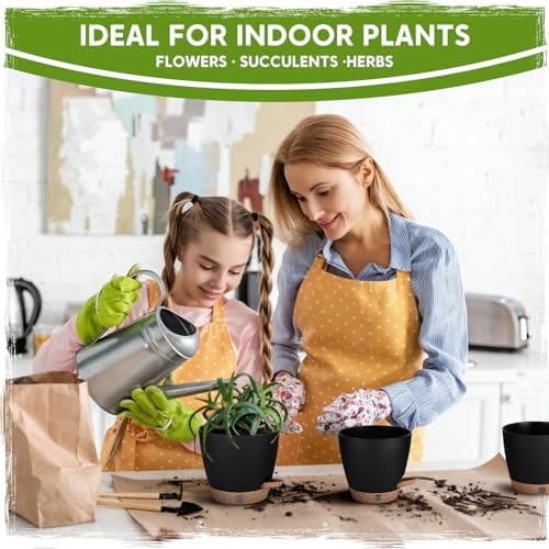 Self-Watering Pots for Indoor Plants with Visible Water Window,5/6/6.5/8/10 Inch Outdoor Flower Pots with Drainage Holes & Reservoir for Patio, Home Decor (Black) - Image 6