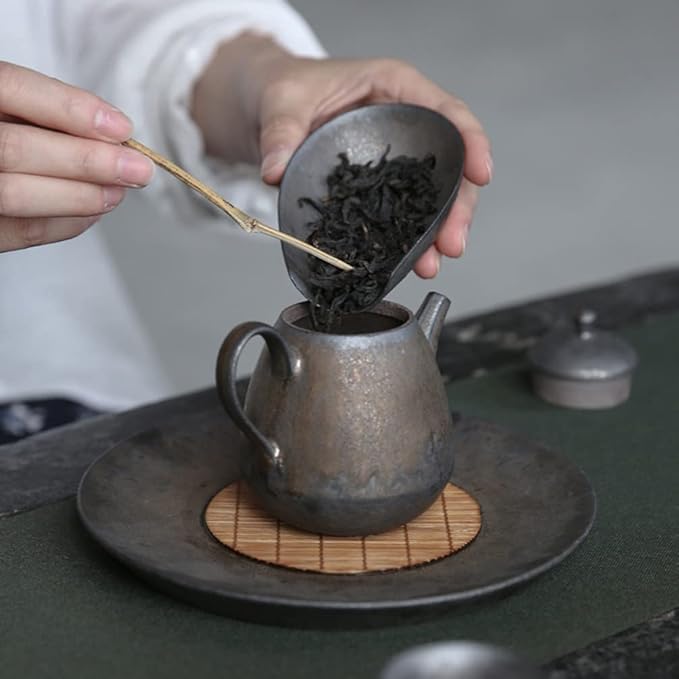 YARDWE Chinese Tea Scoop Porcelain Cha He Tea Vessel Salt Coffee Flour Shovel Loose Leaf Tea Presentation Gongfu Tea Accessory Essential Tools