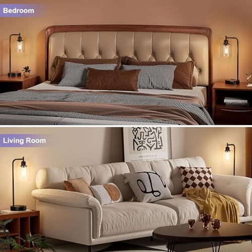 Industrial Touch Lamps for Nightstand Set of 2, 3-Way Dimmable Bedside Lamp - Image 5