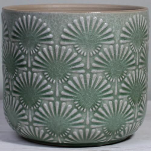 Boho Ceramic Flower Pot, 6.7" Contemporary Pots for Indoor Outdoor Plants by XiaanJiaju
