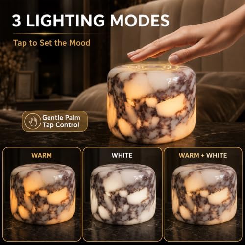 Marmor Marble Lamp Table Lamp Unique Stone Touch Lamp Pat Lamp Type-C 3 Way Bedside Lamp Ambient Light Bedroom Stands Night Light Decorative LED Warm Portable Lamp Rechargeable - Image 3