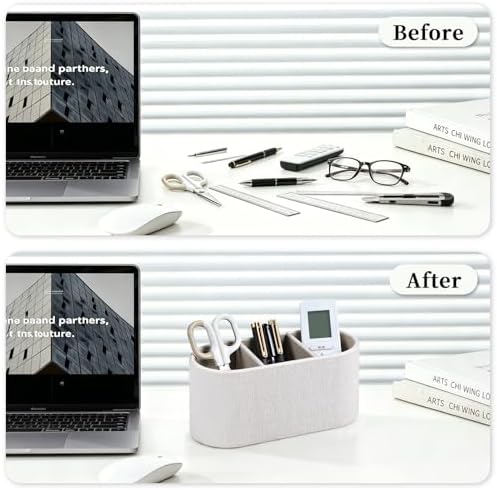 Remote Control Holder Pen Pencil Holder Desk Organizer Caddy(Linen) - Image 4