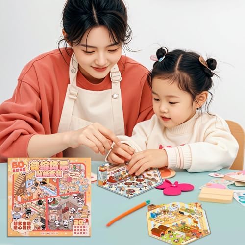 Girls 3D Miniature Scene Stickers, 20 Sets DIY House Stickers, DIY Sticker Scene, Cute 3D Cartoon Sticker Scenes for Adult Kids Relief Stress Pass The Time - Image 5